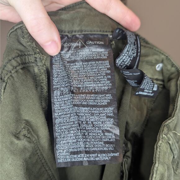 Zara Woman Army Green Skinny Cargo Pants Raw Hem Ankle Zip Size 4 - Picture 4 of 7
